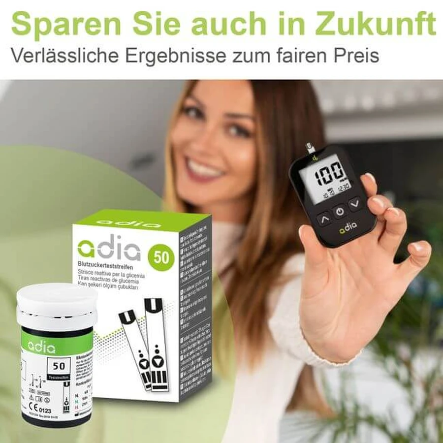 adia bloedsuiker teststrips, 200 stuks, bloedsuiker zelfcontrole voor diabetes 200 stuks.