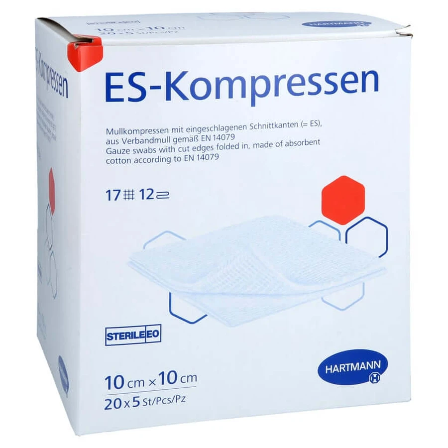 Kompresy Es sterylne 10x10 cm opakowanie zbiorcze 20X5 szt.: ceny i cechy