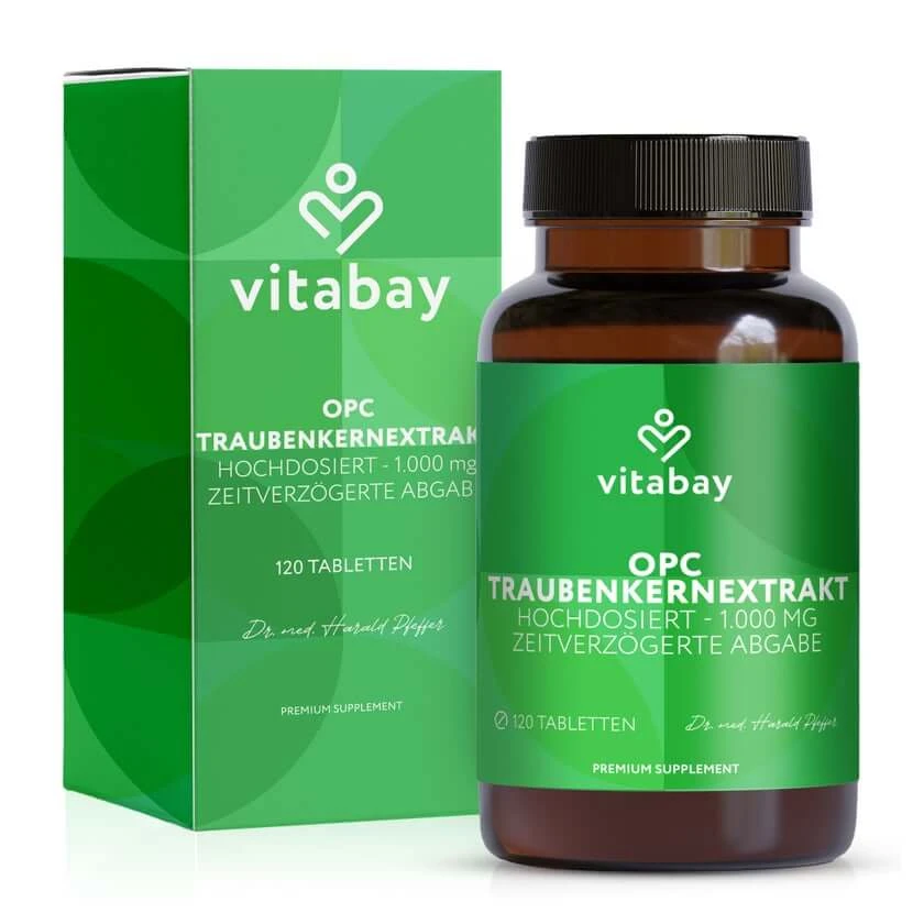 Vitabay OPC Druivenpitextract 1000 mg hoge dosis 120 St