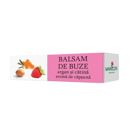 Lip balm with argan oil, catina and strawberry flavour 4.8g, Manicos