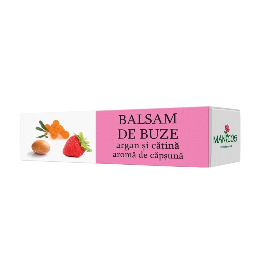 Lip balm with argan oil, catina and strawberry flavour 4.8g, Manicos