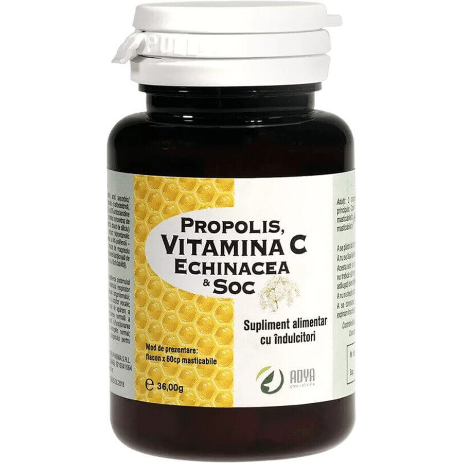 Propolis &amp; Vitamine C &amp; Echinacea &amp; Soc x 60cpr Adya Green