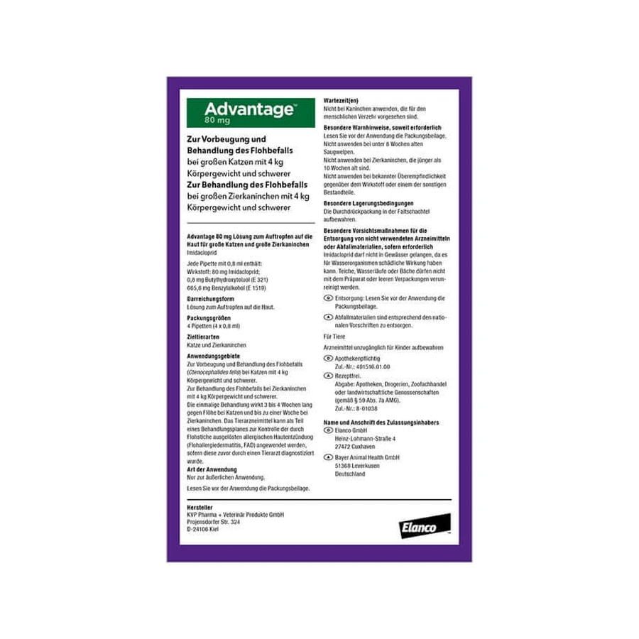 Advantage Spot-On 80 against fleas large cats 4X0.8 ml