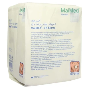 Comprese nețesute MaiMed VK Stoma 10 x 10 cm, 4 ori, 40 g/m², nesterile 100 buc.