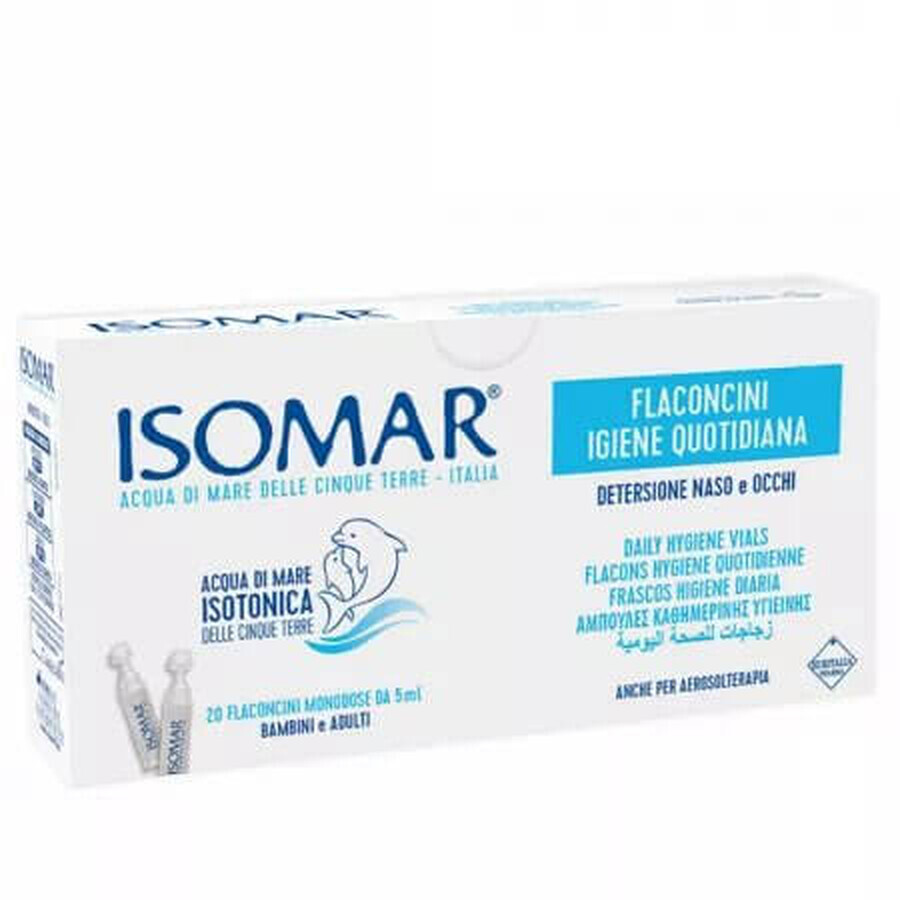 Isomar Gocce per naso e occhi con acqua di mare isotonica, 0 mesi +, 20 x 5 ml