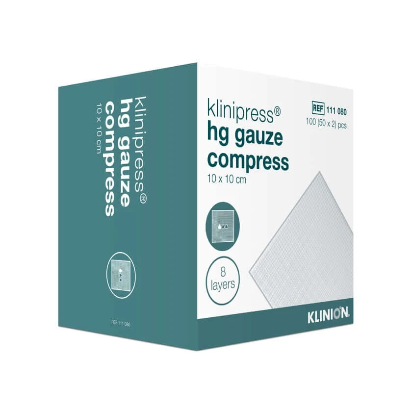 Klinipress hg Gaaskompres 10x10 cm 8l 2X50 stuks