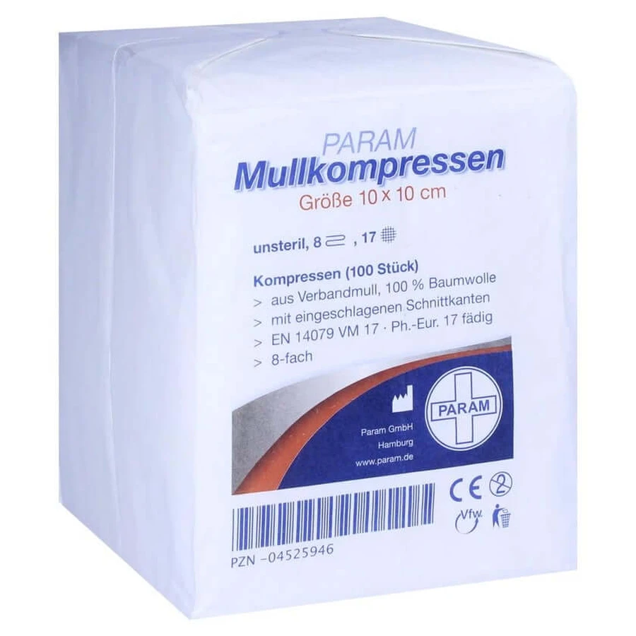 Kompresy z gazy 10x10 cm niesterylne 8-krotne 100 szt.: ceny i cechy