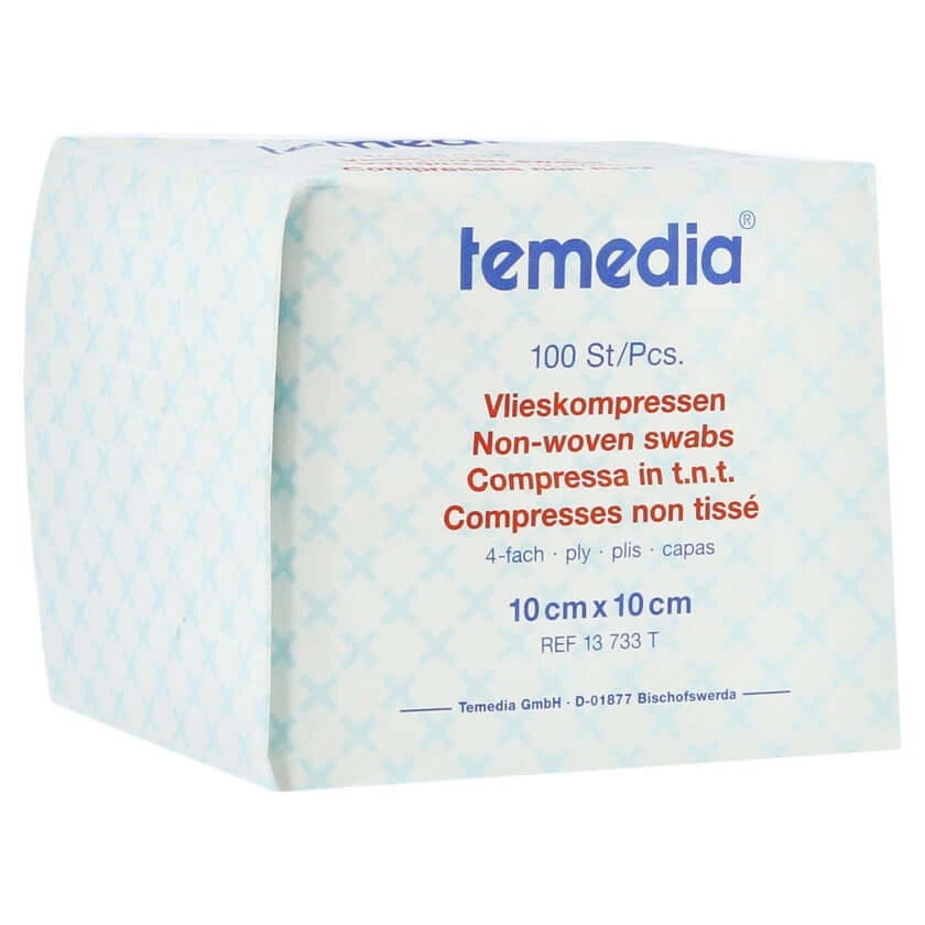 Vlieskompressen niet-steriel 10x10 cm 4-voudig 100 st.