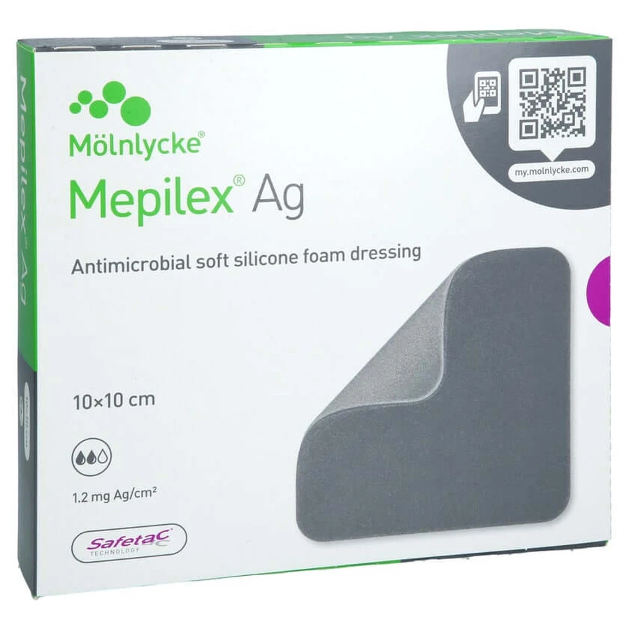 Mepilex Ag schuimverband 10x10 cm steriel 5 st.