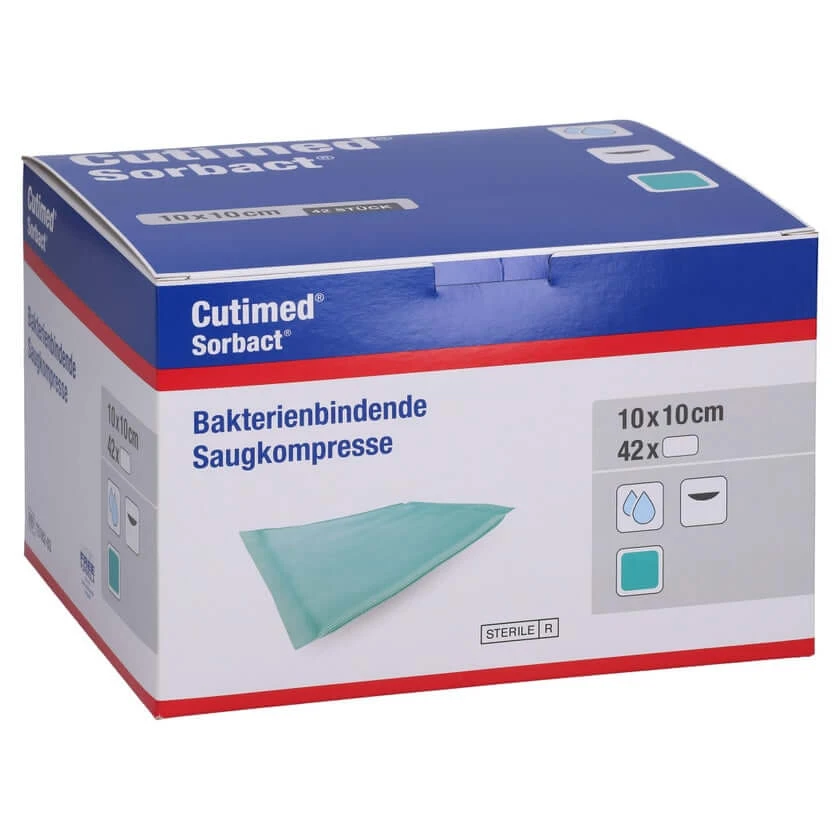 Cutimed Sorbact absorberende kompressen 10x10 cm 42 st.