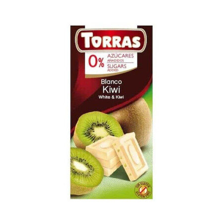 Sugar and gluten free white chocolate with kiwi 75g TORRAS