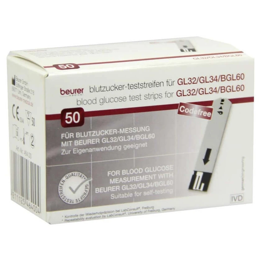 Beurer Gl32/gl34/bgl60 bloedglucosetest 50 stuks.