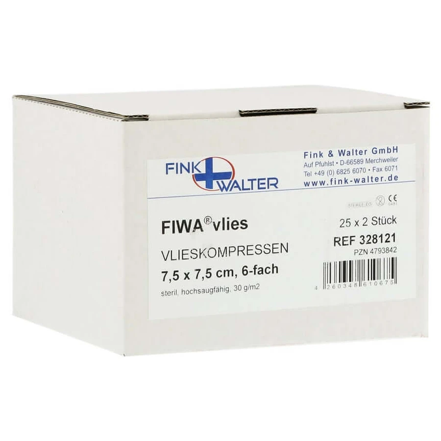Non-woven compresses sterile 7.5x7.5 cm 6-fold 25X2 pcs.