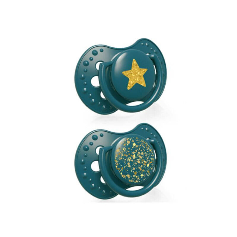 LOVI Sucette Silicone Dynamic 3-6 m, 2 pcs Stardust Green 22/893