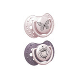 LOVI Silicone Pacifier Dynamic 18m+ 2 pcs Botanic front 22/875