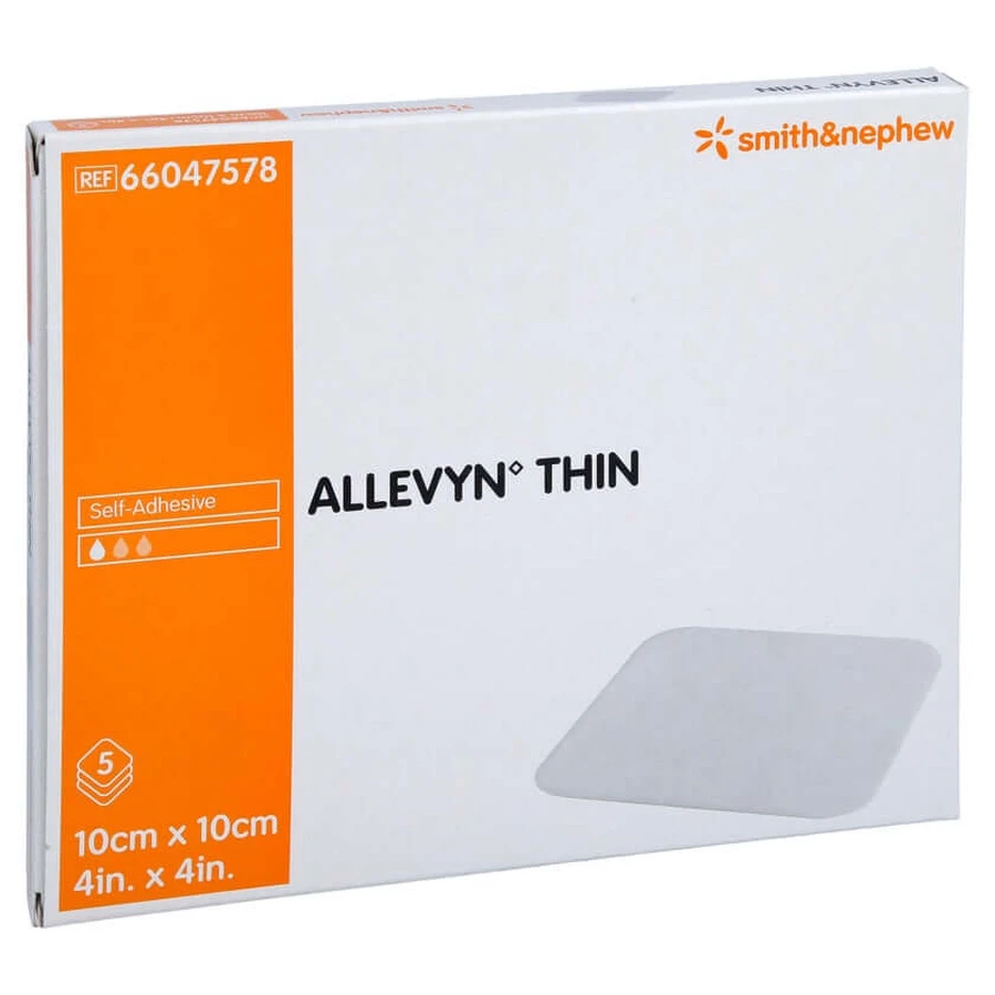 Allevyn Thin 10x10 cm dünne Wundauflage 5 St