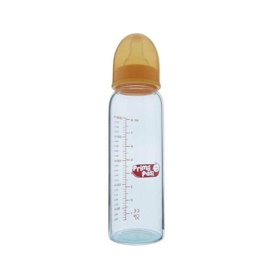 Primii Pasi R0150 - Bouteille en verre borosilicaté 240 ml jaune