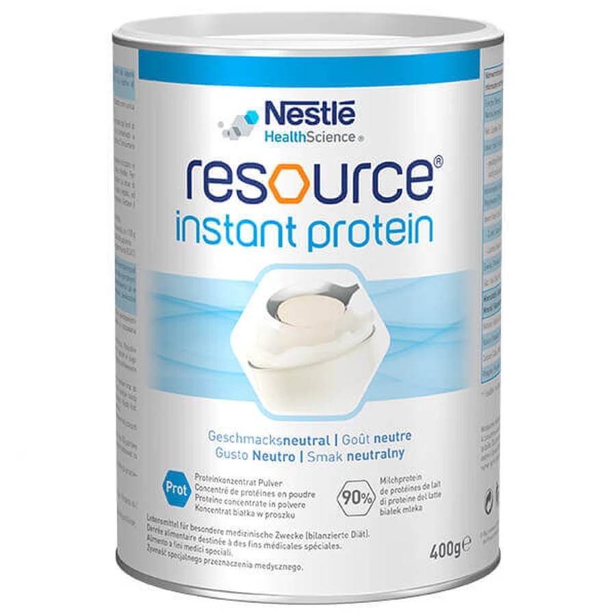 Suplemento nutricional Resource Instant Protein, sin sabor, 2 x 400 g, Nestlé
