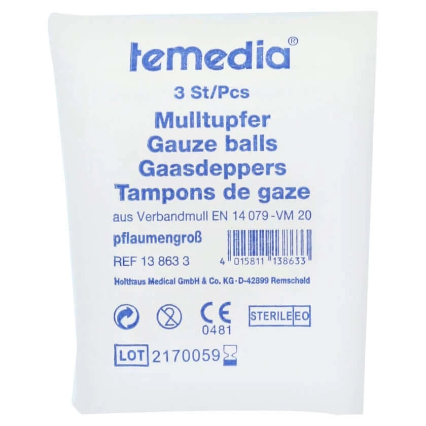 Gaasdoekje pruimgrootte steriel 3 stuks