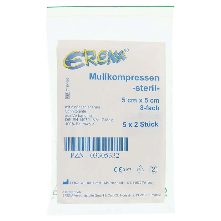 Erena Steriele Gaaskompressen 5x5 cm 8x5 stuks 5X2 stuks