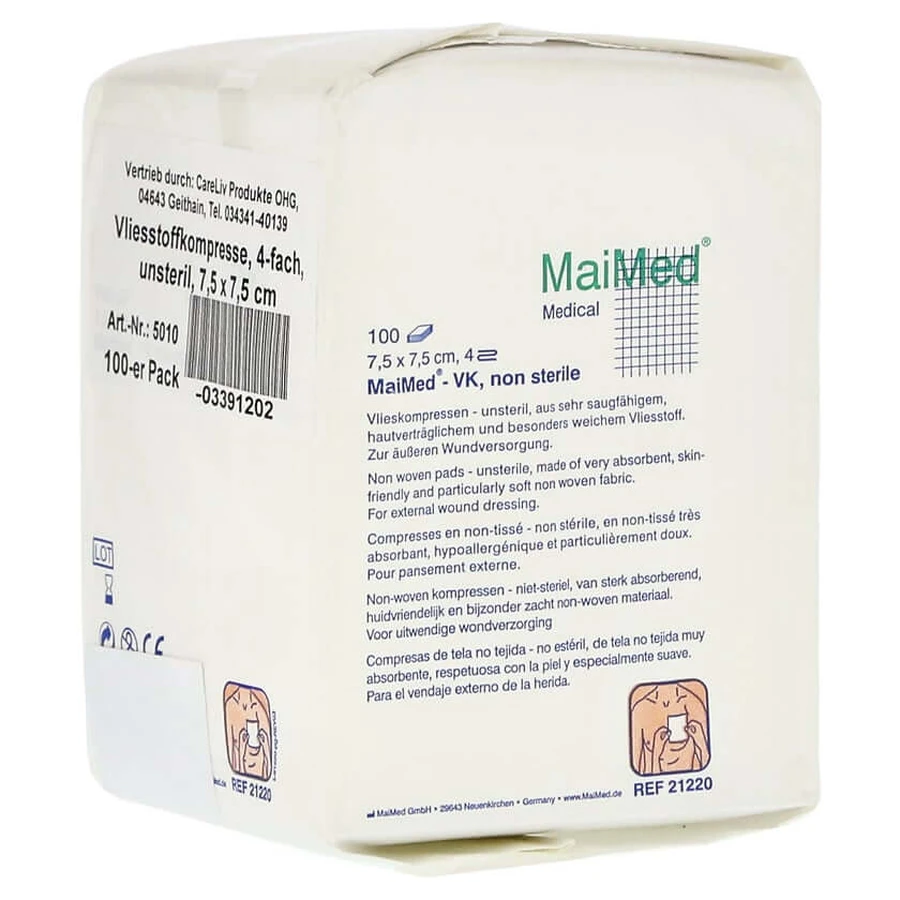 Vliesstoff-kompressen Unsteril 7,5x7,5 c 100 St