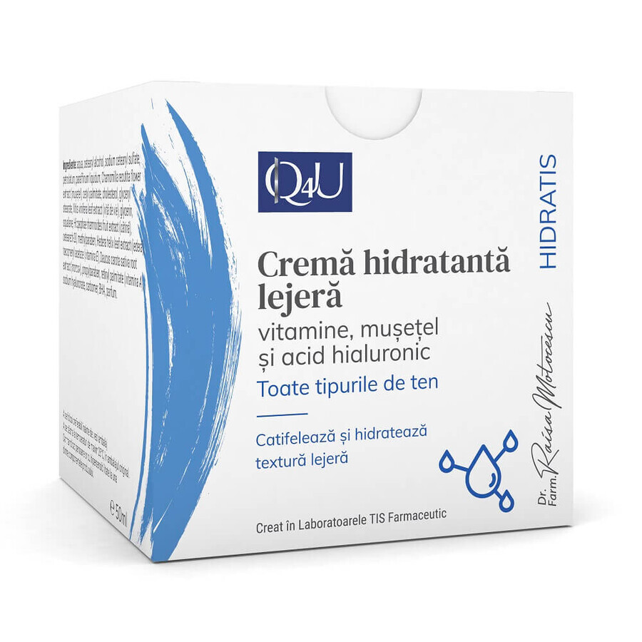 Crema idratante con vitamine, camomilla e acido ialuronico Hidratis Q4U, 50 ml, Tis Farmaceutic