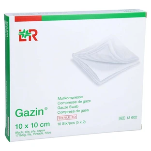 Gazin gaas comp.10x10 cm steriel 8 vouwen 5X2 st.