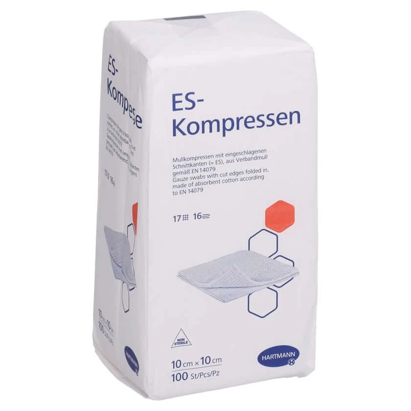 Es-compressen niet-steriel 10x10 cm 16-voudig 100 st.