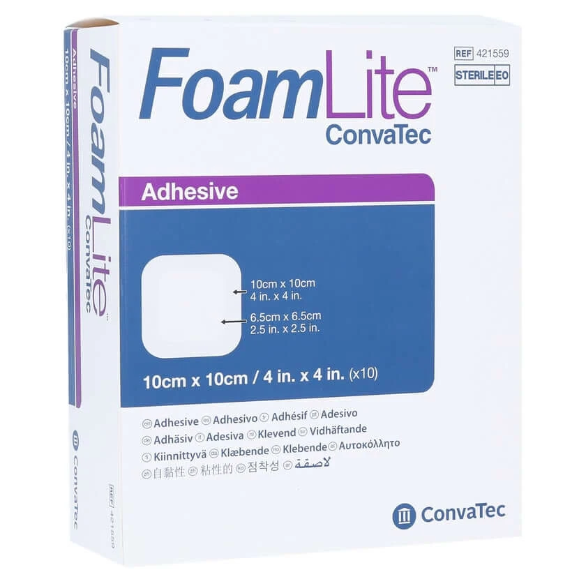 FOAM LITE Convatec zelfklevend PU schuimverband 10x10 cm 10 st.