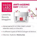 Day and night moisturizing cream for smoothing skin with super hyaluronic acid, 50 ml, Hada Labo Tokyo