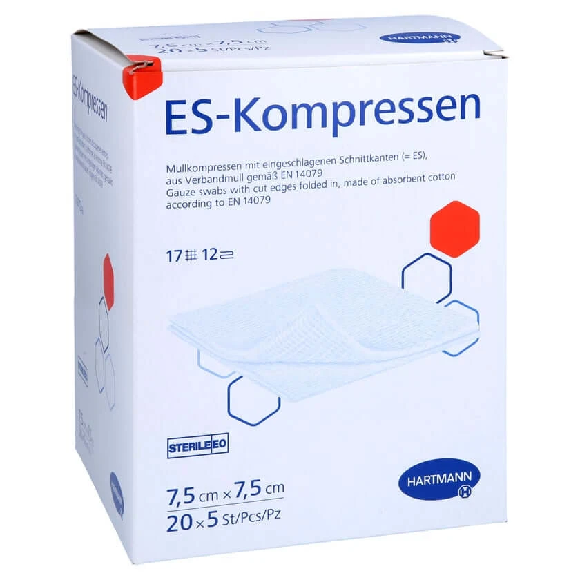 Es-compressen steriel 7,5x7,5 cm grootverpakking 20X5 st.