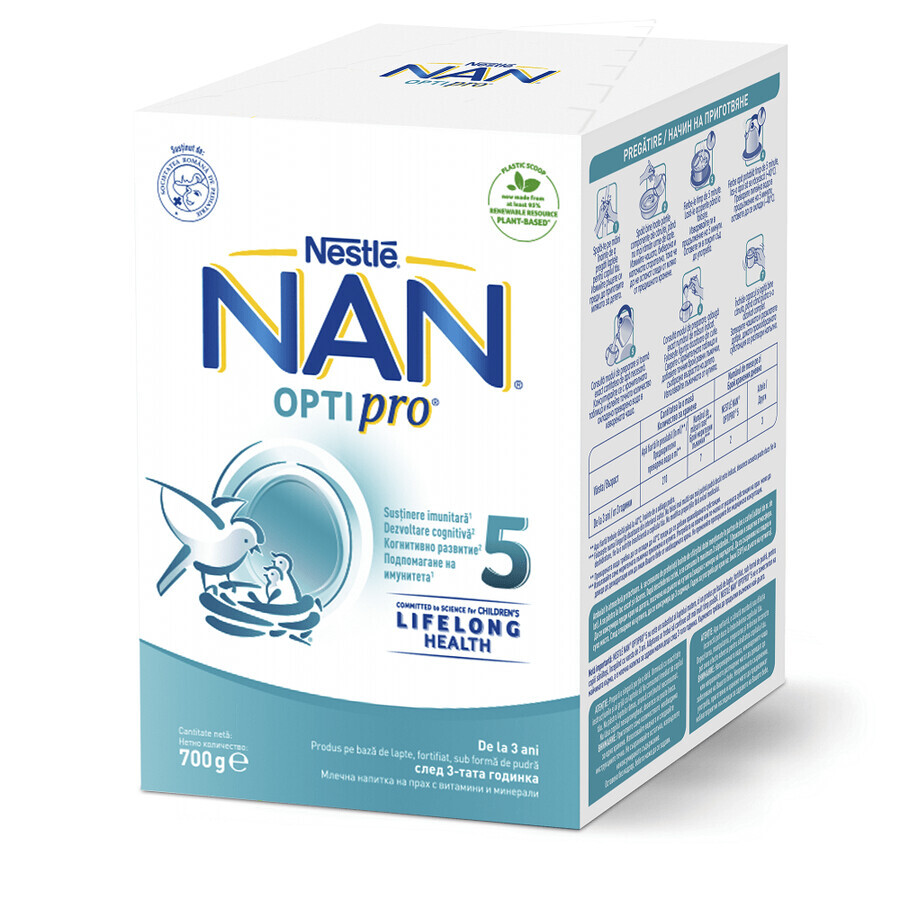 Nan 5 lait en poudre Optipro, 700 g, Nestlé