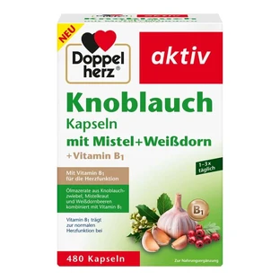 Double heart garlic capsules with mistletoe+white thorn+vitamin B1 480 Capsules