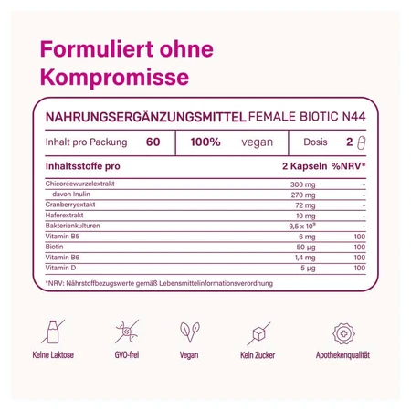 Nupure Probaflor Vrouwelijk Biotisch N44 F.women caps. 60 st.