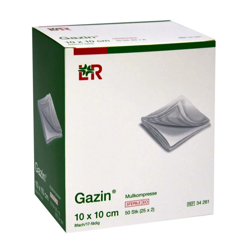 Gaaskompres, 10 x 10 cm, steriel, 8-laags, 25 x 2 stuks