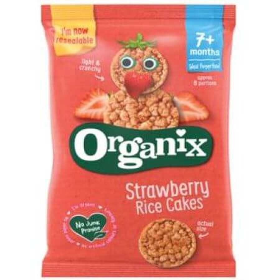 Organic rice rounds with strawberries, + 7 months, 40 g, Organix