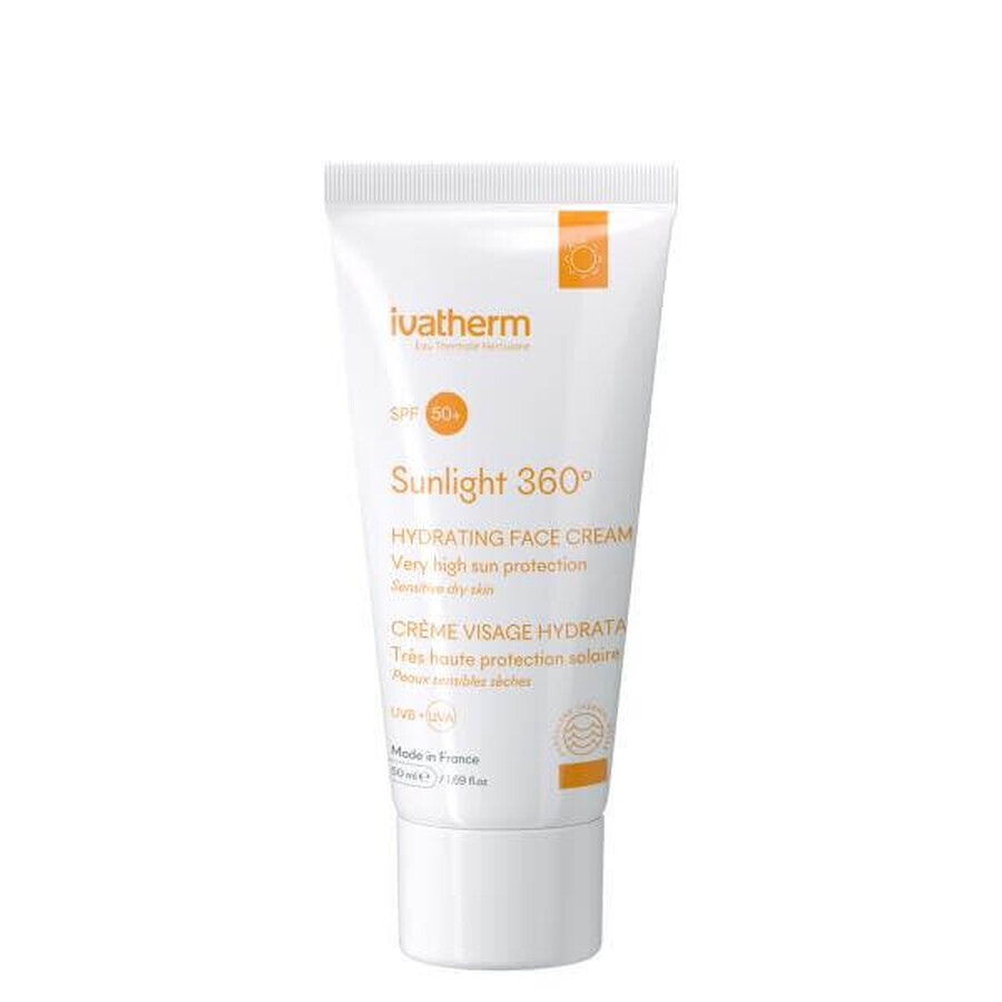 Crema facial hidratante con protección solar SPF 50+ Sunlight, 50 ml, Ivatherm