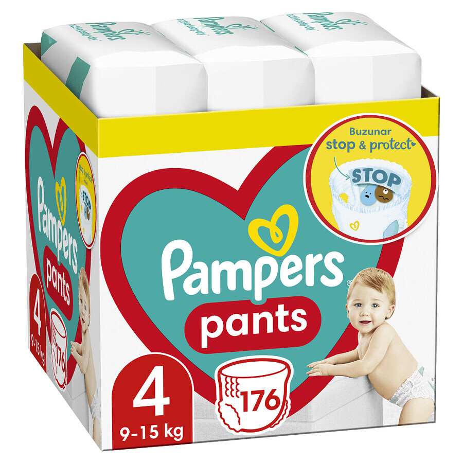 Culotte de protection Stop&Protect XXL Box, No.4, 9-15 kg, 176 pcs, Pampers