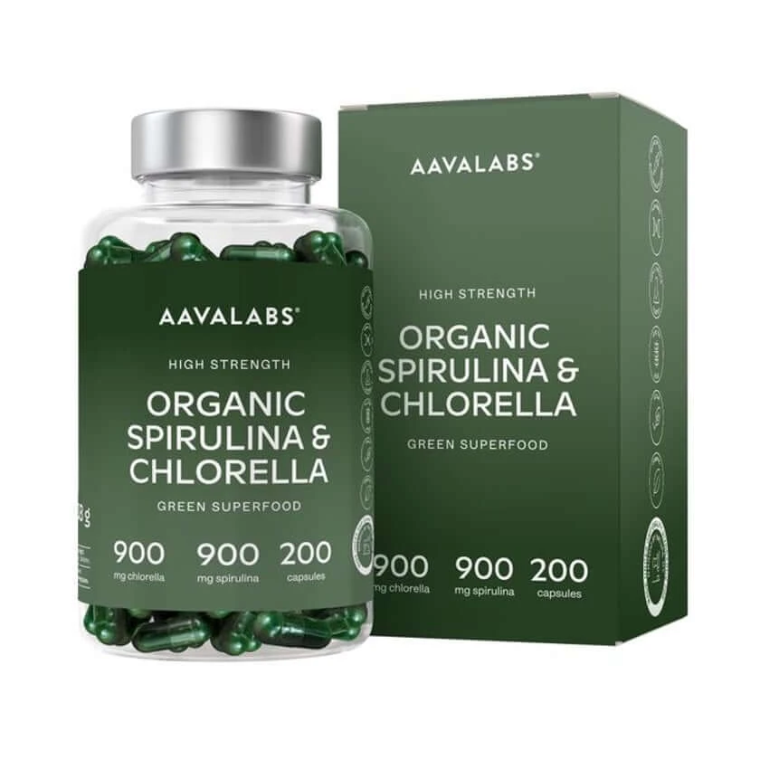 Aavalabs Biologische Spirulina & Chlorella-algen, 200 capsules