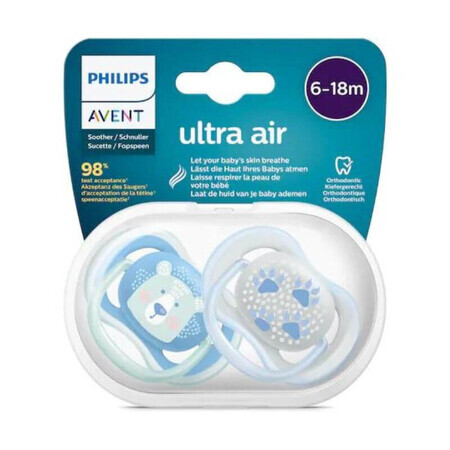 Succhietti Avent ultra air 6-18 mesi, blu/verde x 2pz, SCF 085/03