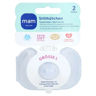 Protectores de pezón para lactancia MAM, talla L, paquete de 2