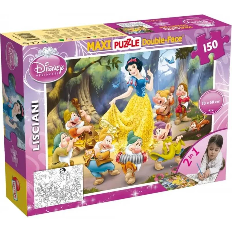 Lisciani dubbelzijdige Sneeuwwitje-maxi-puzzel, 150 stukjes