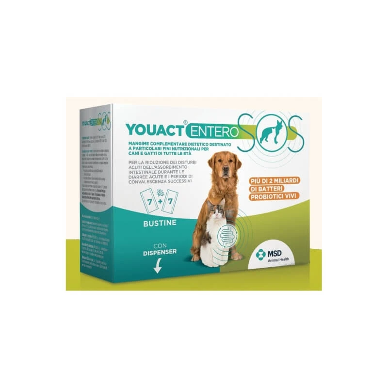 Msd Animal Health Youact Entero SOS 14 zakjes - voedingssupplement voor honden en katten met darmklachten