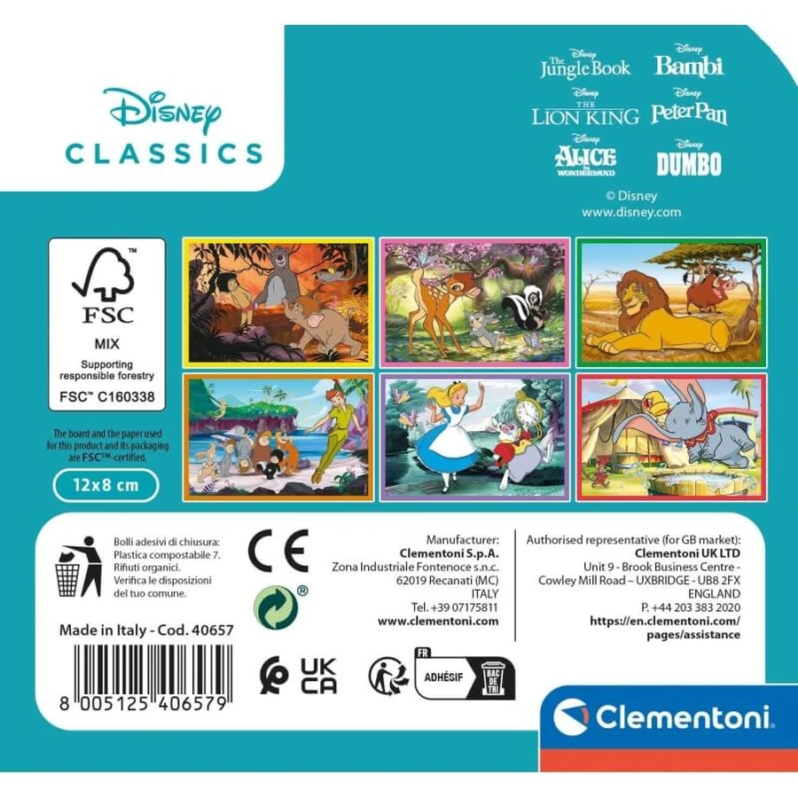 Clementoni Disney Classics - 6-delige puzzels voor kinderen vanaf 2 jaar