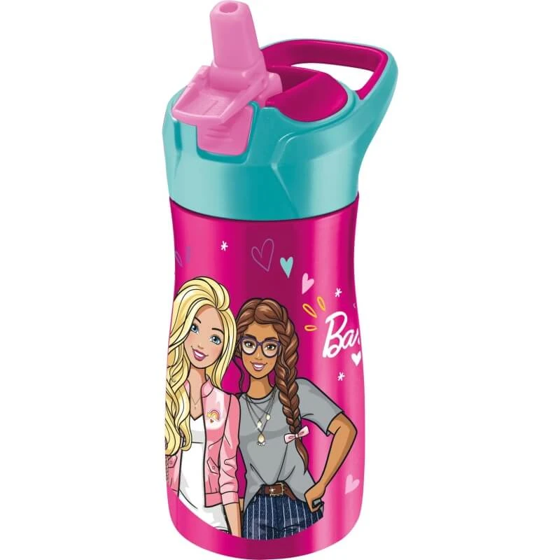 Maped Barbie - 430 ml roestvrijstalen, morsbestendige waterfles met rietje