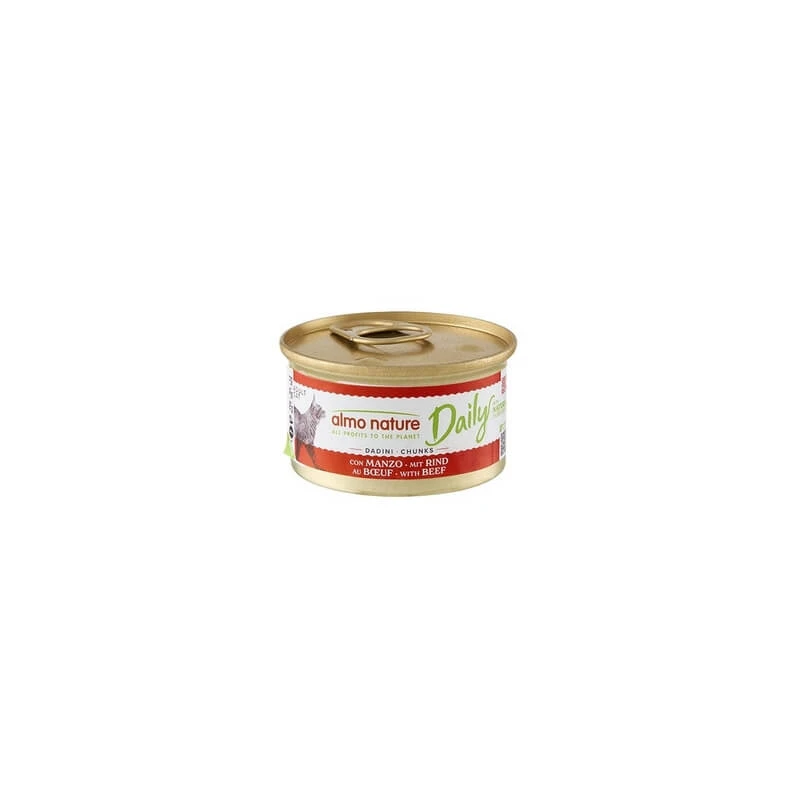 Almo Nature Daily Beef Cubes - Compleet natvoer voor volwassen katten, 85 g