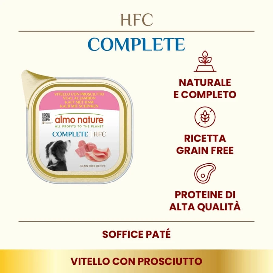 Almo Nature HFC Complete Ternera y Jamón - Pienso completo para perros, 150 g