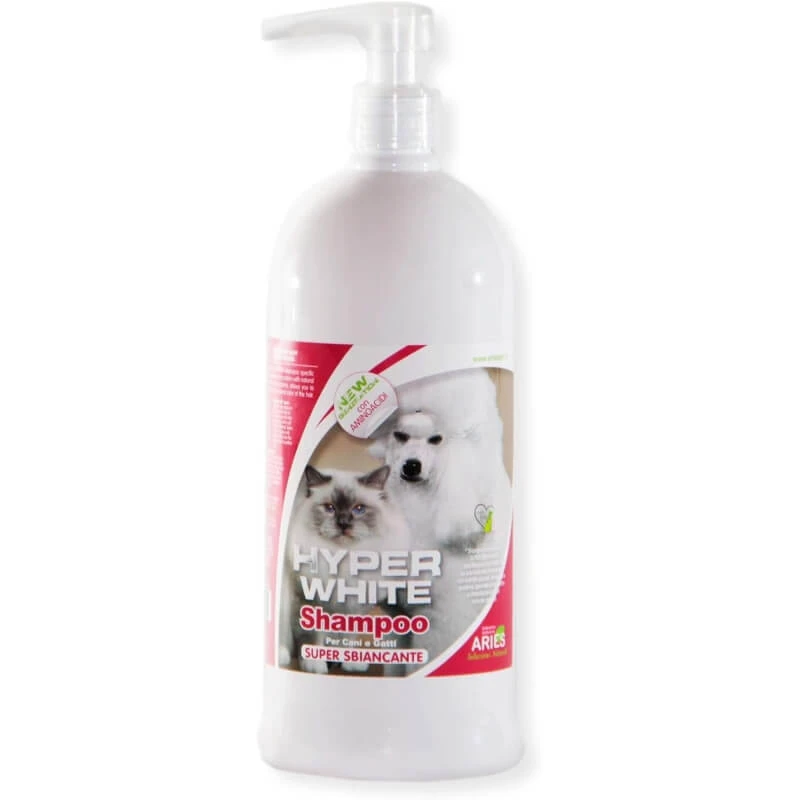 Aries Biopetcosmetic Hyper White - Professionele superverhelderende shampoo voor honden en katten met een witte vacht, 1 l