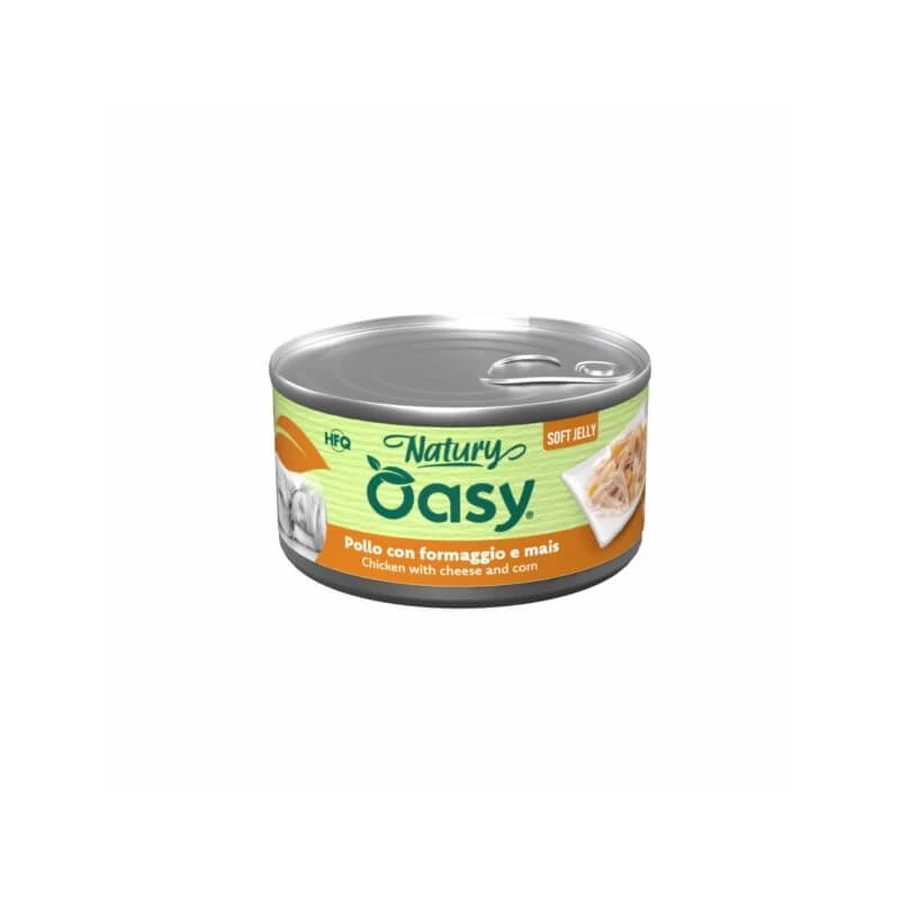 Oasy Wet Dog Natury Soft Jelly au poulet, au fromage et au maïs - Aliment complémentaire pour chiens, 150 g