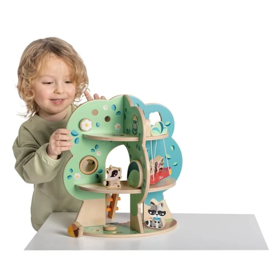 Chicco – Copacul mare al ratonilor – joc din lemn cu 4 ratoni și 10 accesorii